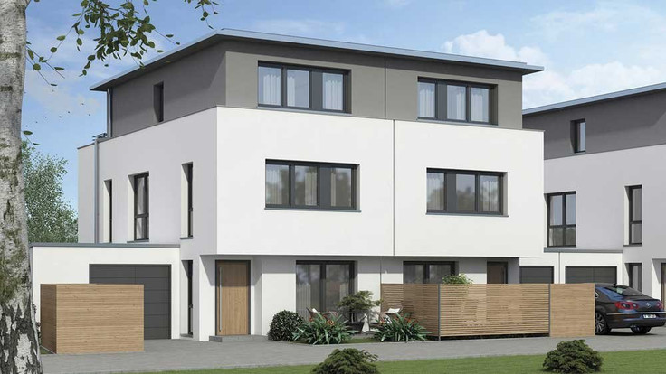 Buy Semi-detached house, House in Hanau-Kinzdorf - Holz Müller - Doppelhaushälften, Konrad-Adenauer-Straße/Ecke Philippsruher Allee