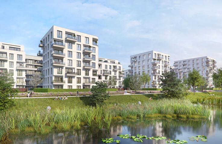 Buy Condominium, Capital investment, Penthouse in Dusseldorf-Heerdt - PANDION ALBERTUSSEE, Am Albertussee