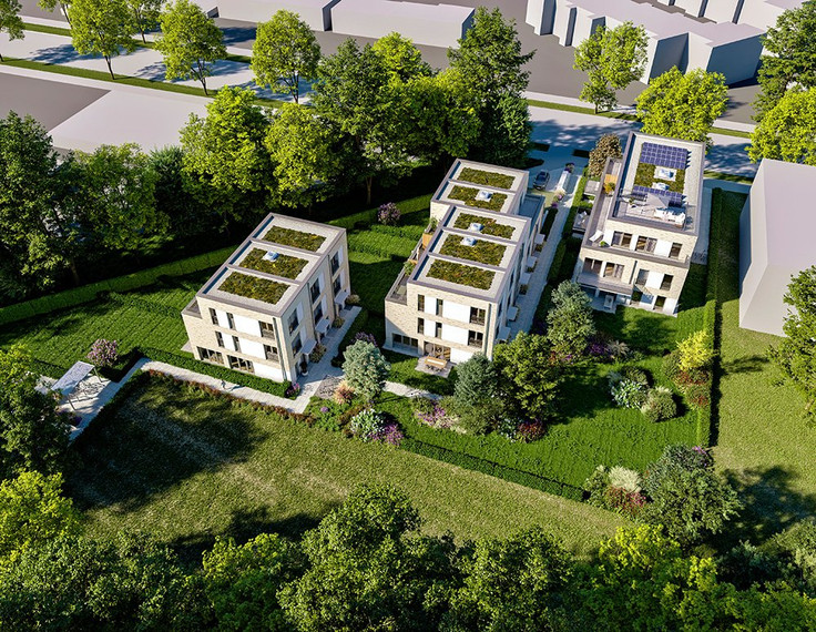 Buy Condominium, Terrace house, Townhouse, House in Hamburg-Poppenbüttel - ALSTERTALER GÄRTEN, Poppenbütteler Weg 128 - 130 /  Windröschenweg 48 A