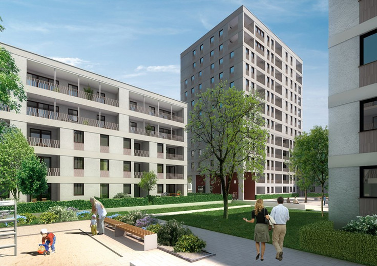Buy Condominium in Munich-Nymphenburg - inpunkto hirschgarten, Eisener Gutbogen Ecke Birketweg