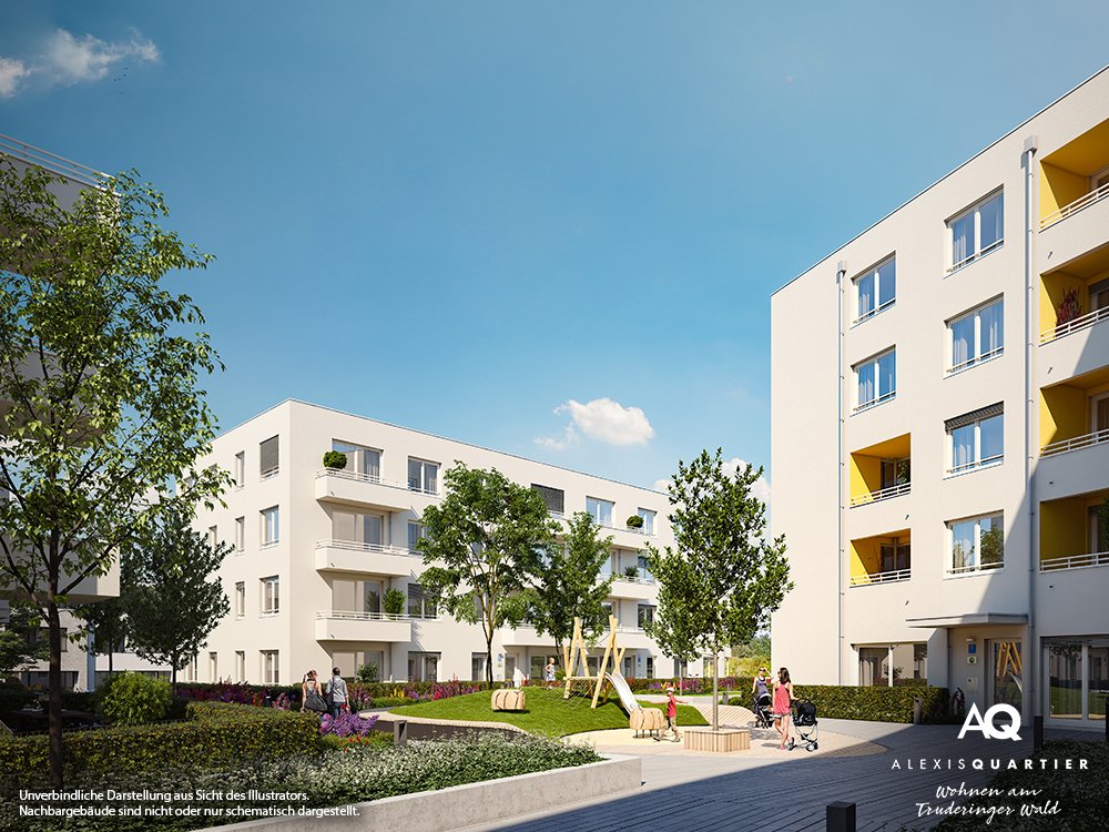 Image from new build property development project ALEXISQUARTIER - Wohnen am Truderinger Wald Alexisweg, 81827 München / Perlach DEMOS Wohnbau GmbH - Bauträger