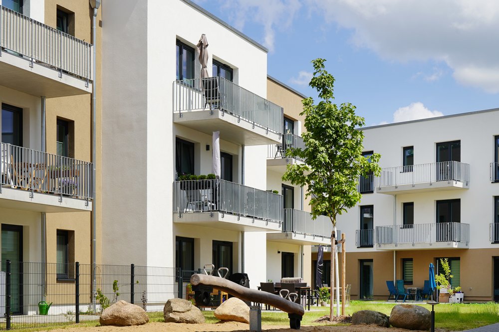 Image new build property condominiums and houses development area AHRMOOR Ahrensburg / Hamburg / Schleswig-Holstein