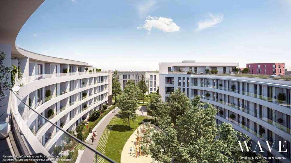 Image from new build property development project WAVE - Wohnen in München-Aubing Fritz-Bauer-Straße 28, 81249 München / Aubing DEMOS Wohnbau GmbH - Bauträger