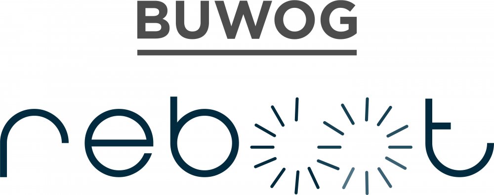 Logo image new build property BUWOG reboot condominiums and terraced houses Wiesbaden / Nordenstadt
