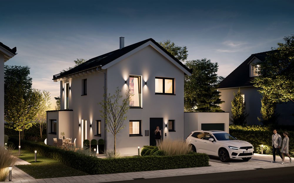 Image new build property detached house Einfamilienhaus Pastetten / Munich