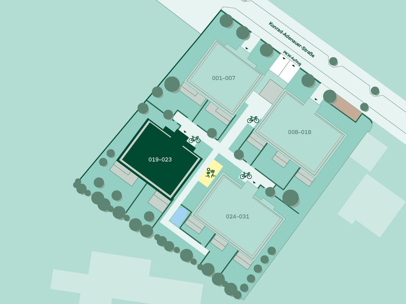 Lageplan des Mehrfamilienhauses im Projekt Rheintalgärten