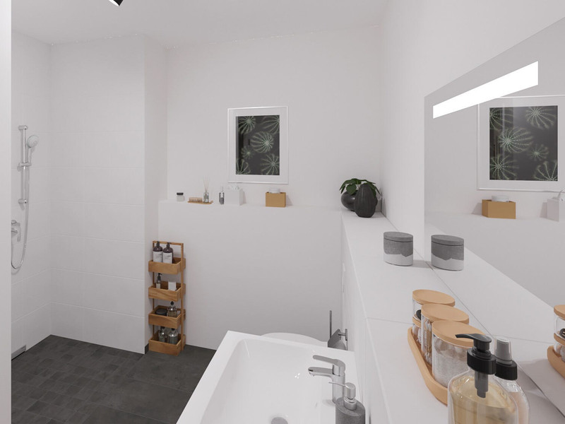 Visualisierung des Badezimmers in der Eigentumswohnung