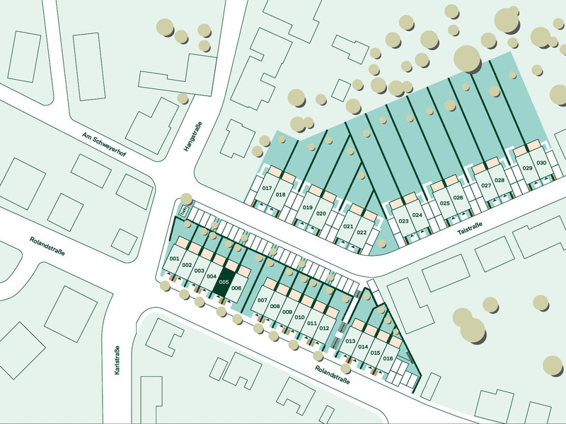 Lageplan des Reihenhauses im Projekt Wurmtalgärten