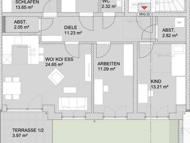 BK1-03 | Neubau. Moderne 4-Zimmer-Wohnung mit Terrasse und Süd-Ausrichtung.