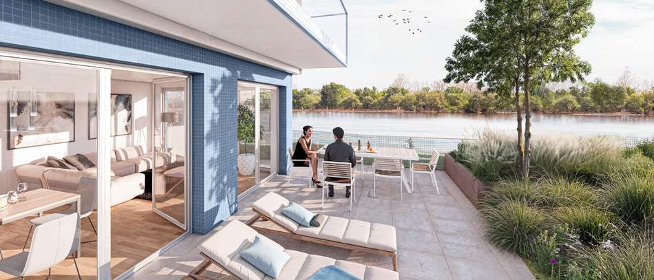 Terrasse mit Blick zum Rhein