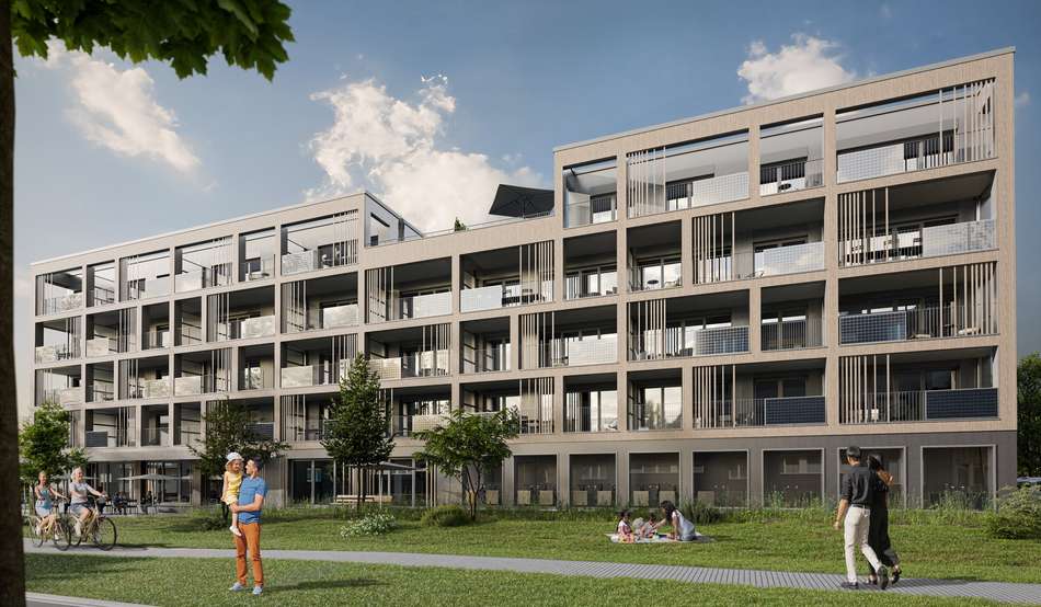 In diesem Haus befinden sich die Wohnungen 047 bis 067