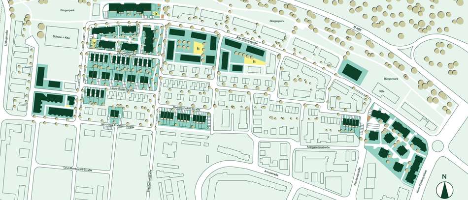 Lage der Häuser und Eigentumswohnungen im Quartier