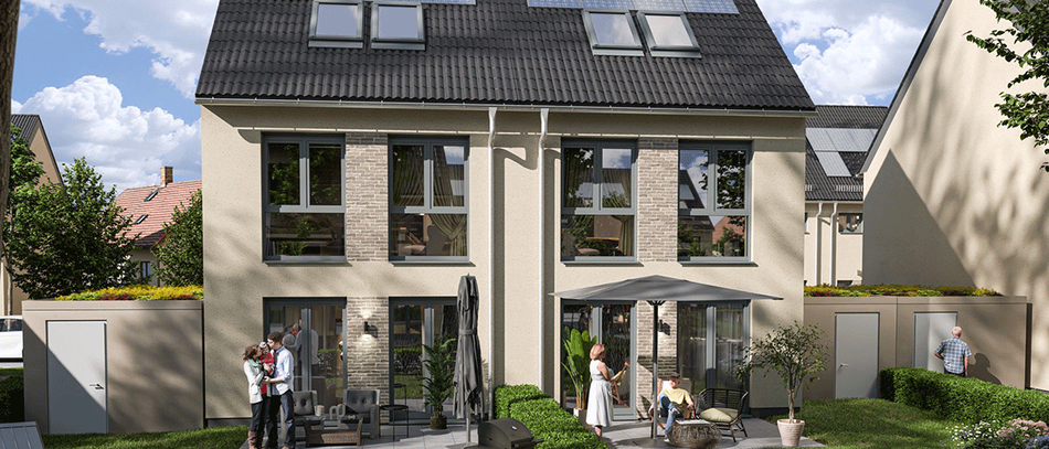 Gartenansicht Doppelhäuser