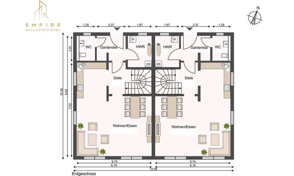 Grundriss DHH 1 und 2 - EG