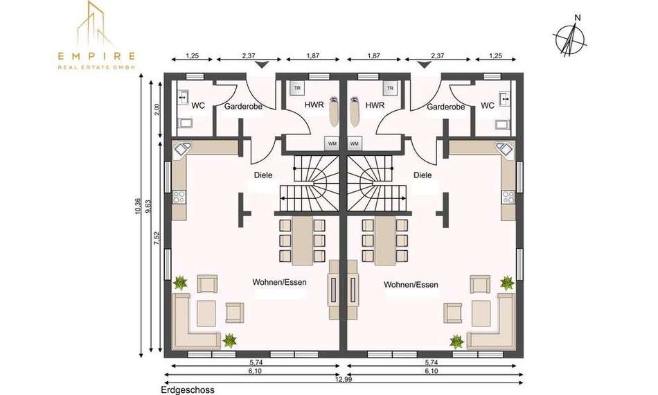 Grundriss DHH 3 und 4 - EG